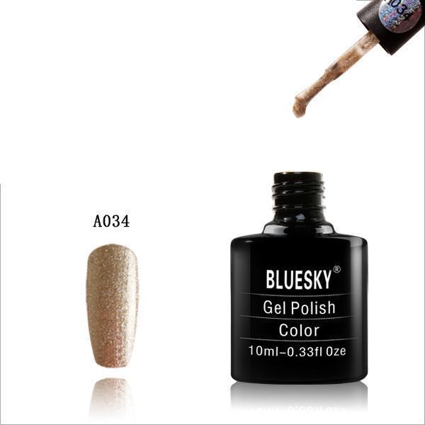 Bluesky A34 Gold Glitter UV/LED Soak Off Gel Nail Polish 10ml